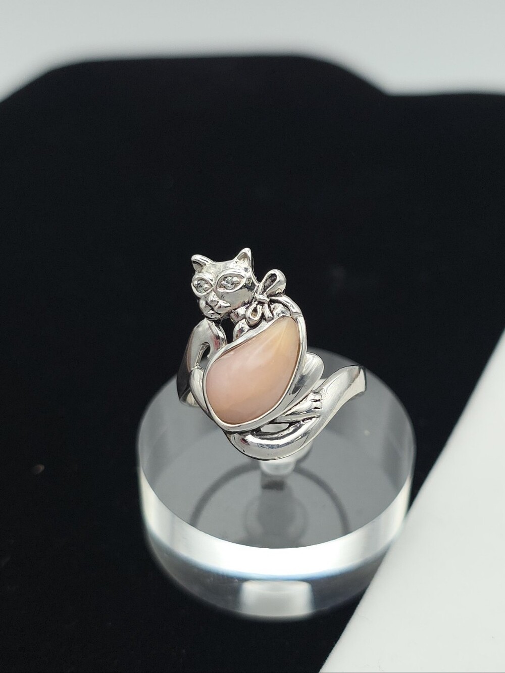 925 Sterling Silver Cat Ring Quartz